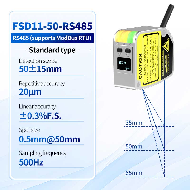 FSD11-50-RS485 Høj præcision 0,01 mm tykkelse måling sensor